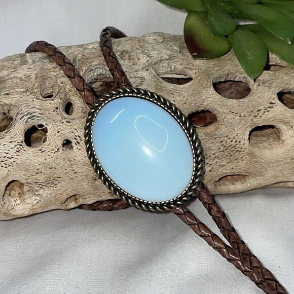 BRONZE Large Faux Opal Wedding Formal Groom Dad Son Western Southwest Bolo tie - Picture 8 of 16